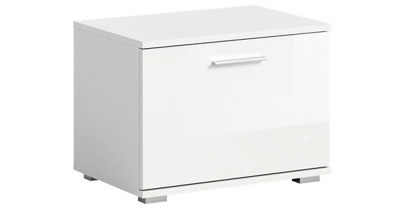 GARDEROBENBANK Weiß, Weiß Hochglanz  - Weiß Hochglanz/Silberfarben, Design, Kunststoff (55/40/37cm) - Xora