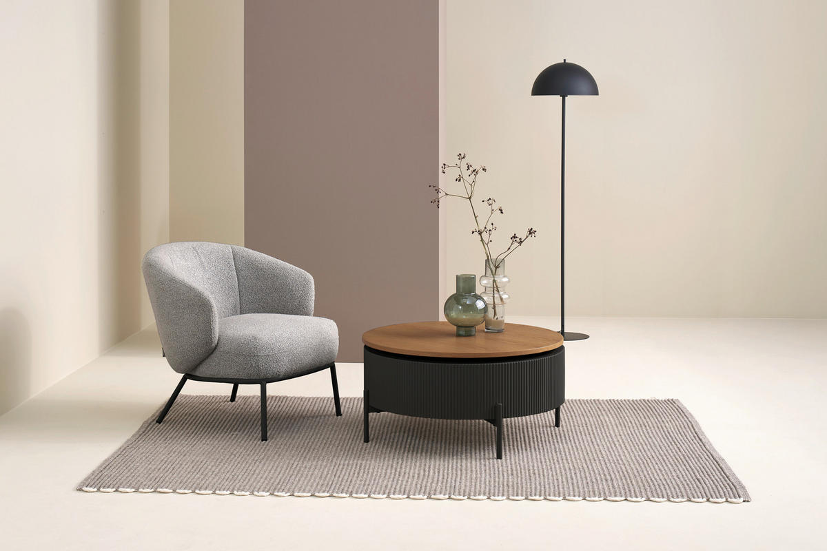 COUCHTISCH 80/80/40 cm Metall, Holzwerkstoff Stauraum  - Eichefarben, Modern, Holzwerkstoff/Metall (80/80/40cm) - Schöner Wohnen