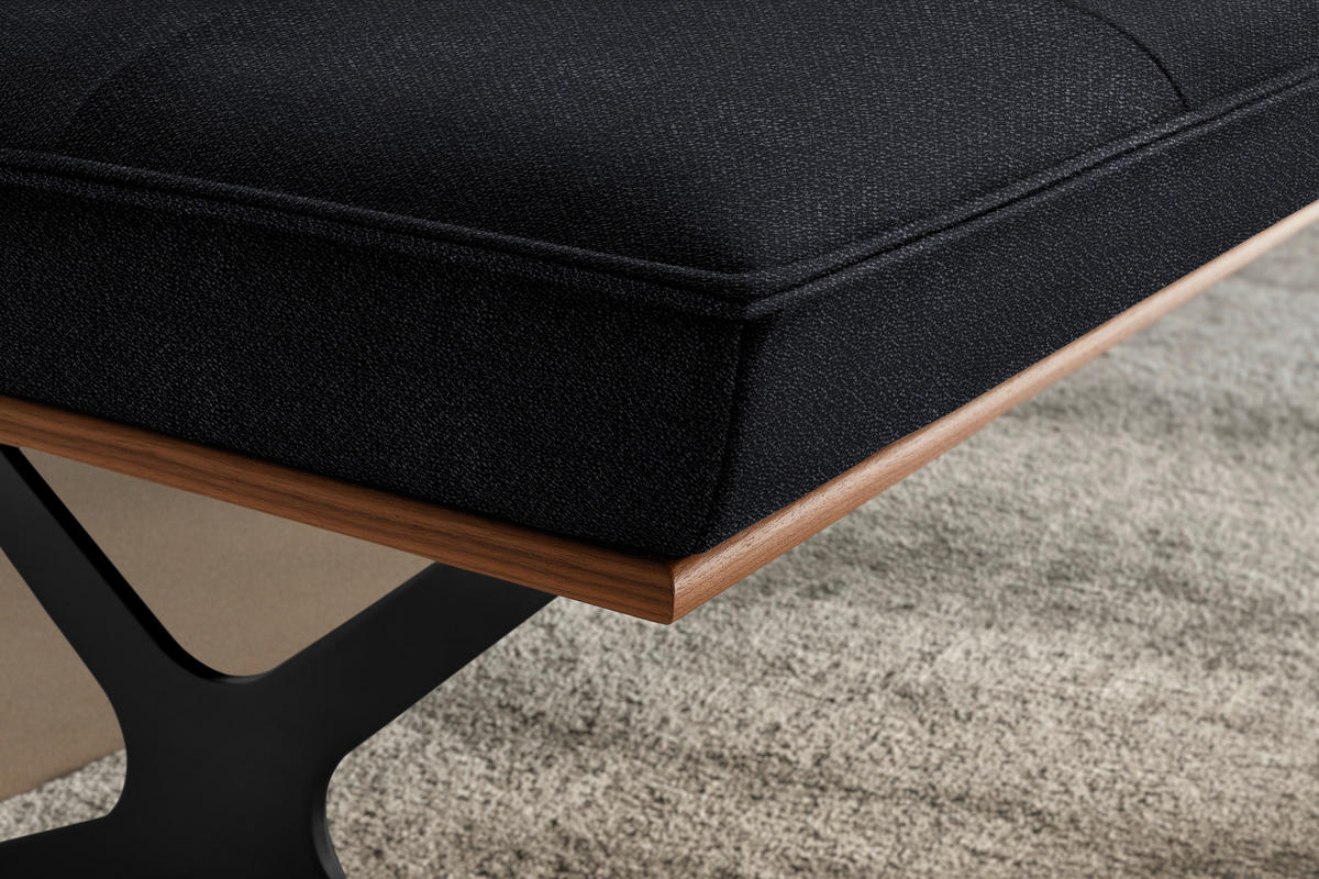 SITZBANK in Holz, Textil Schwarz, Nussbaumfarben, Dunkelblau  - Nussbaumfarben/Schwarz, Design, Holz/Textil (194/88/66cm) - Koinor