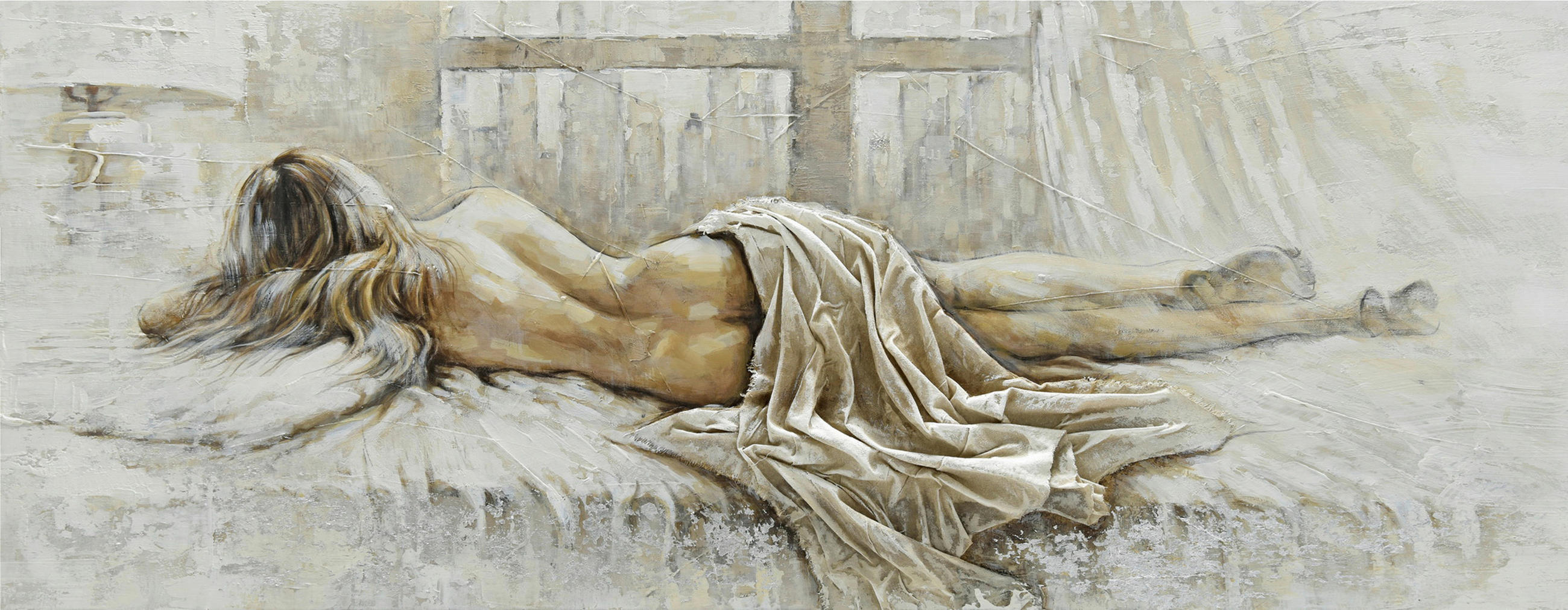OLEJOMALBA, ženy, 180/70 cm  - bílá/krémová, Basics, dřevo/textil (180/70cm) - Monee