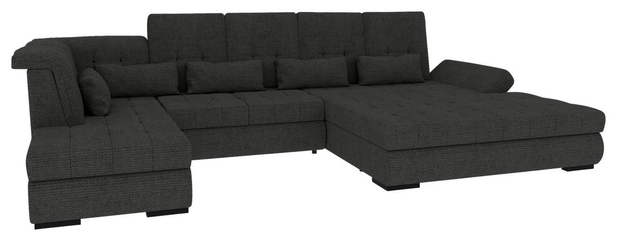 WOHNLANDSCHAFT Graphitfarben Struktur  - Schwarz/Graphitfarben, KONVENTIONELL, Kunststoff/Textil (222/358/212cm) - Carryhome