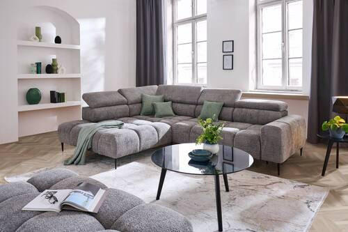 HÖRNSOFFA i vävt tyg grå  - svart/grå, Design, metall/textil (216/300cm) - Welnova