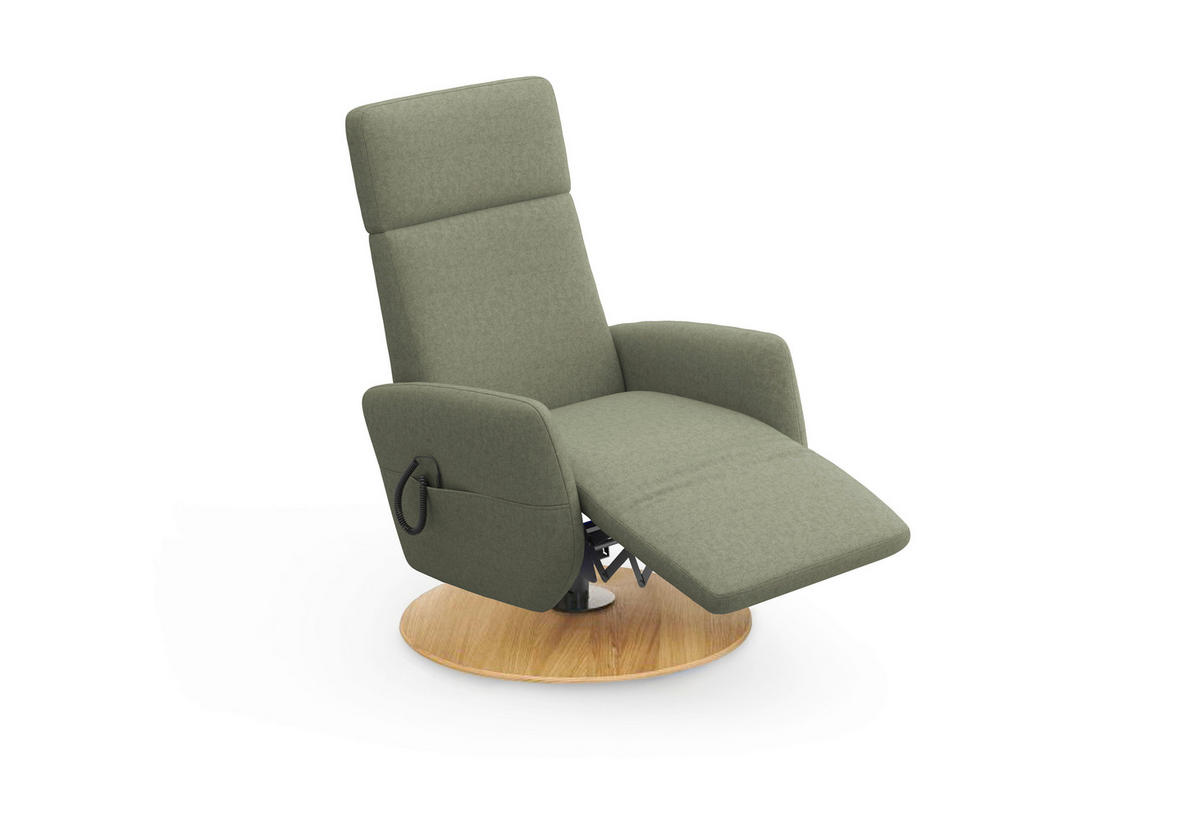 RELAXSESSEL in Textil Olivgrün  - Eichefarben/Olivgrün, KONVENTIONELL, Holz/Textil (71/110/82cm) - Sit & More