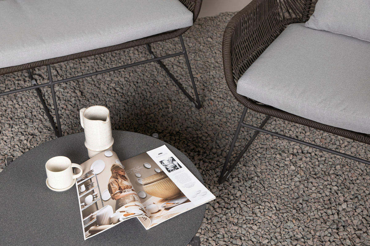 LOUNGEGARNITUR Stahl  - Schwarz/Grau, MODERN, Glas/Textil (133/73/73cm) - Gardenson