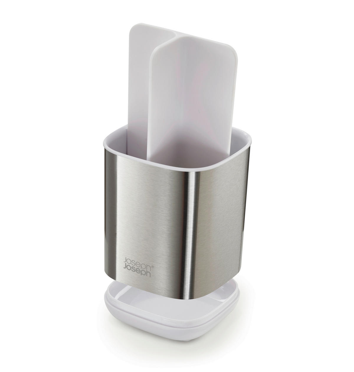 DRŽAČ ČETKICA ZA ZUBE  srebrne boje, bijela  metal, plastika  EASY STORE  - bijela/srebrne boje, Konvencionalno, metal/plastika (9,5/12/9,5cm) - Joseph Joseph