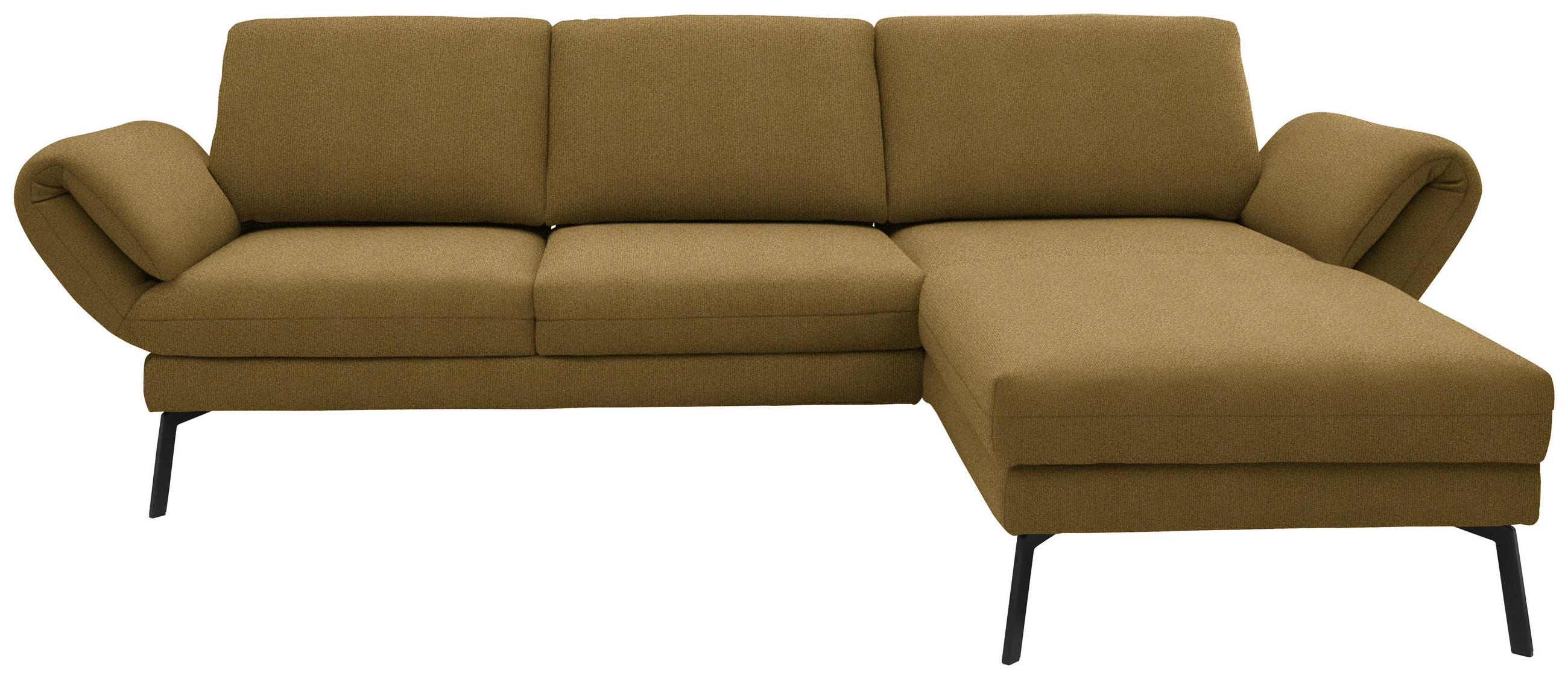 ECKSOFA  in Flachgewebe Schilfgrün  255-365/175-224 cm  - Schilfgrün/Schwarz, Design, Textil/Metall (255-365/175-224cm) - Dieter Knoll