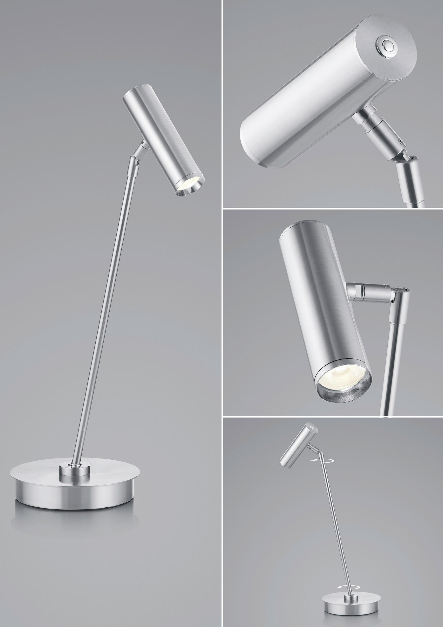 LED-TISCHLEUCHTE Tom Pro 15.8/47.5 cm   - Chromfarben/Nickelfarben, MODERN, Metall (15.8/47.5cm) - Hell