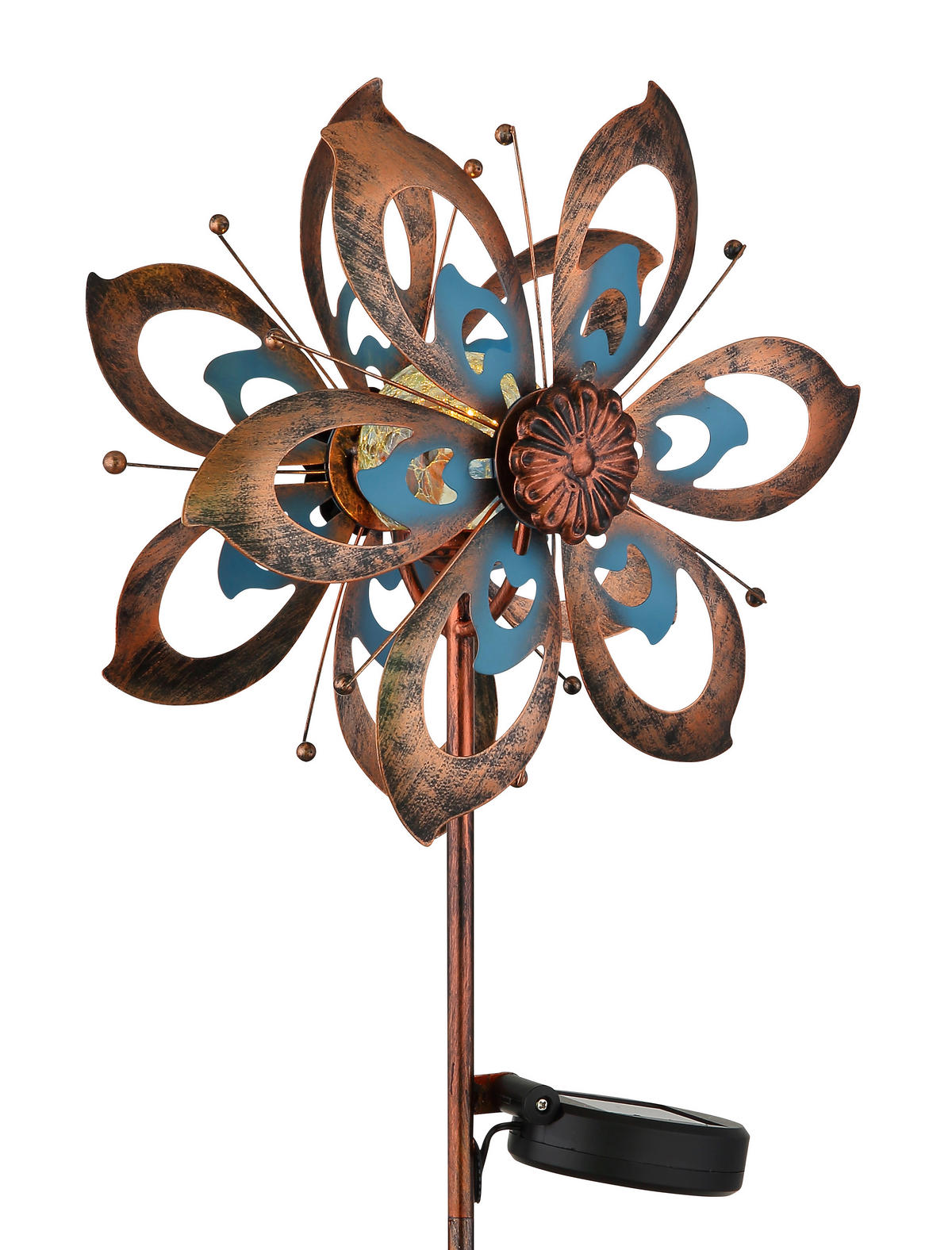 SOLARLEUCHTE  - Blau/Goldfarben, Design, Glas/Metall (22,5/12/92cm) - Globo