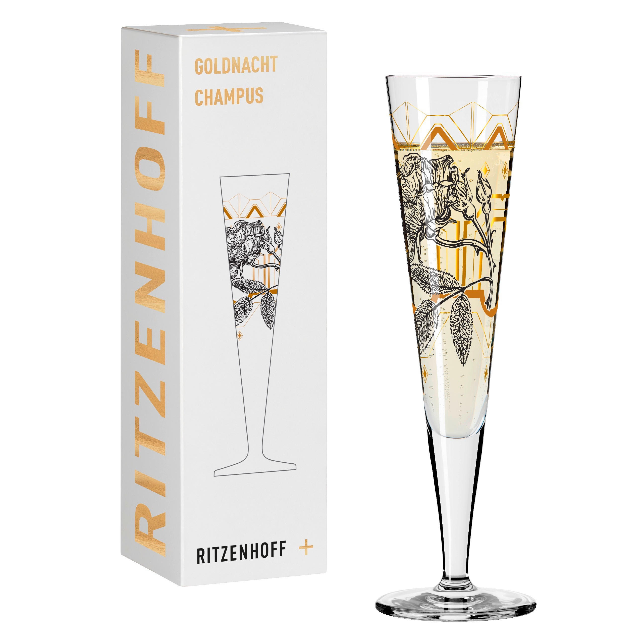 CHAMPAGNERGLAS 205 ml  - Goldfarben/Schwarz, LIFESTYLE, Glas (7,2/7,2/24,0cm) - Ritzenhoff