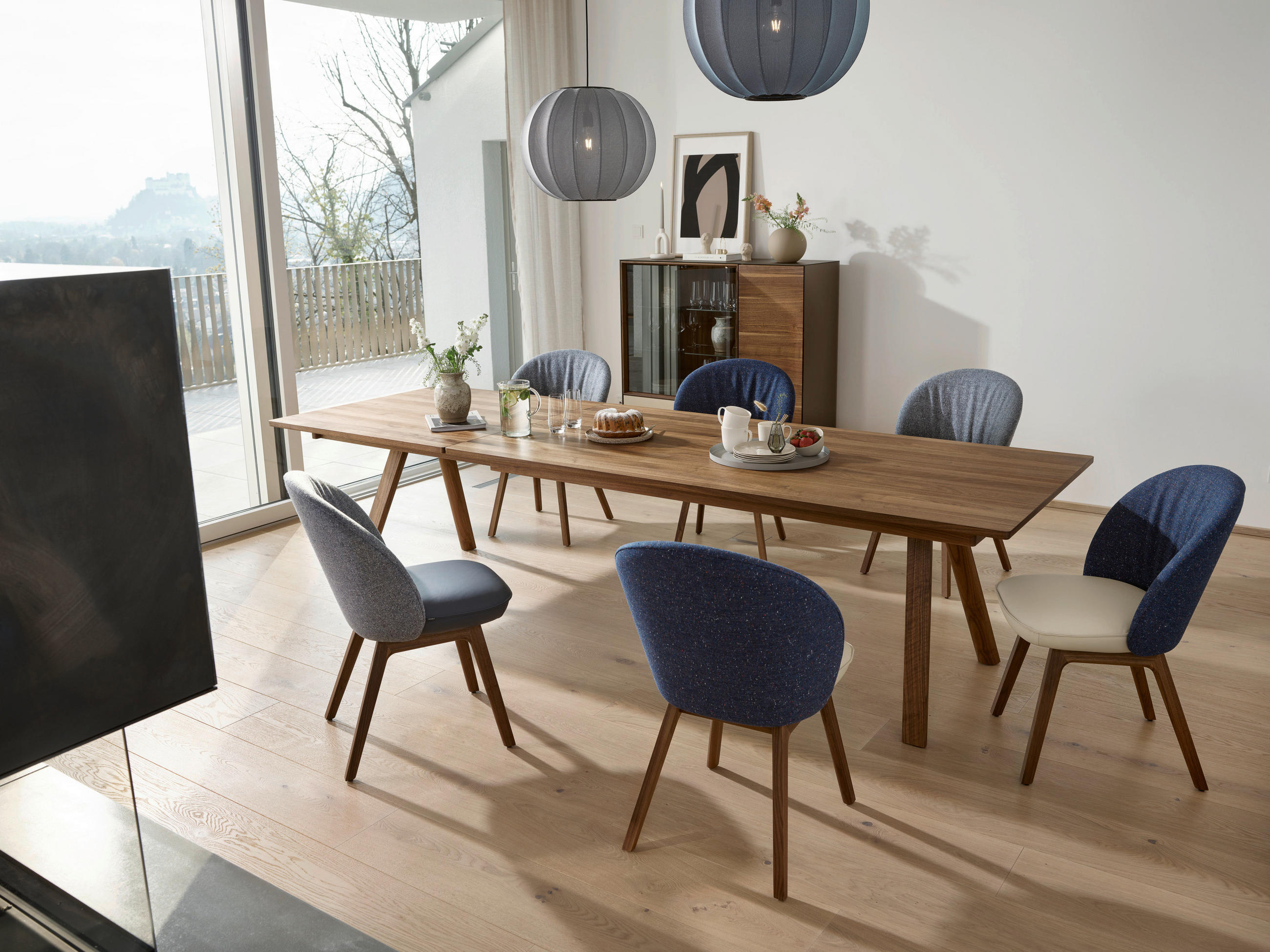 ESSTISCH in Holz 200(300)/100/75 cm  - Nussbaumfarben, Design, Holz (200(300)/100/75cm) - Team 7