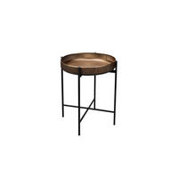 BEISTELLTISCH 51/51/60 cm Schwarz, Goldfarben rund  - Goldfarben/Schwarz, MODERN, Metall (51/51/60cm)