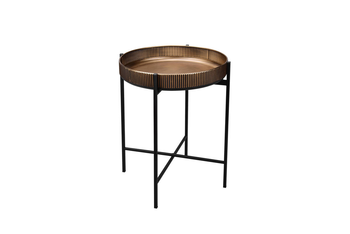 BEISTELLTISCH 51/51/60 cm Schwarz, Goldfarben rund  - Goldfarben/Schwarz, MODERN, Metall (51/51/60cm)