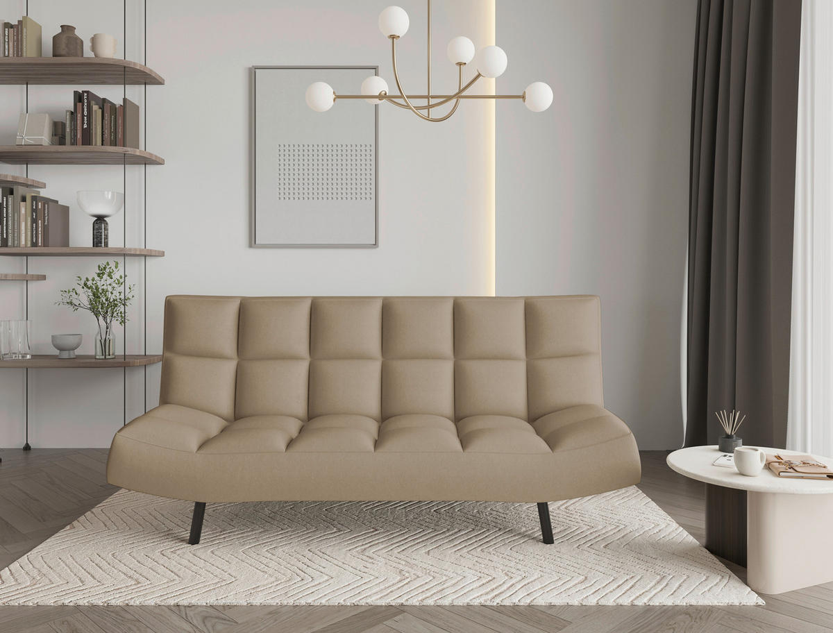 SCHLAFSOFA  in Mikrofaser Beige  - Beige/Schwarz, KONVENTIONELL, Holz/Textil (197/85/92cm) - Carryhome