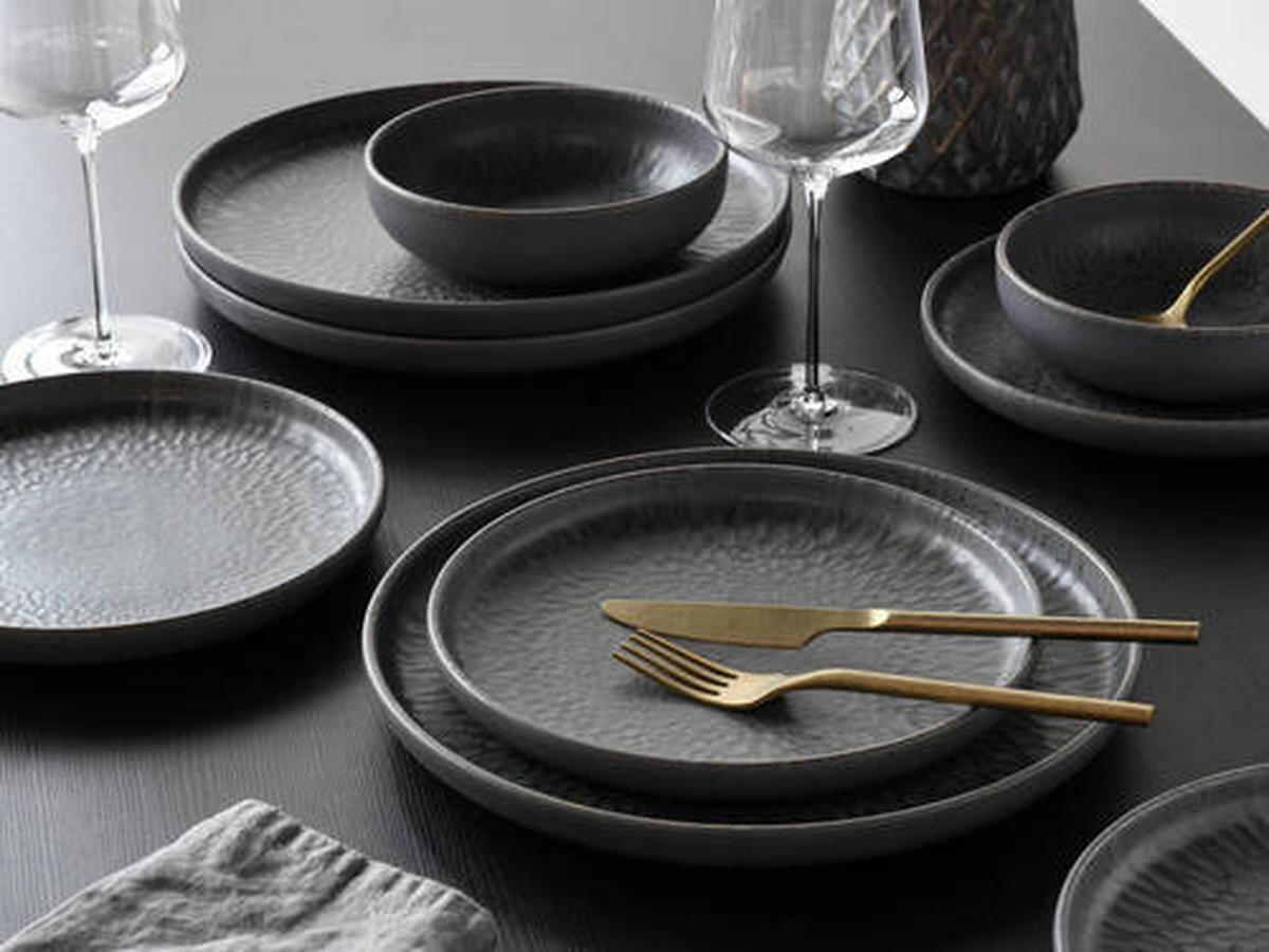 JÍDELNÍ SOUPRAVA, kamenina - antracitová, Trend, keramika - Creatable