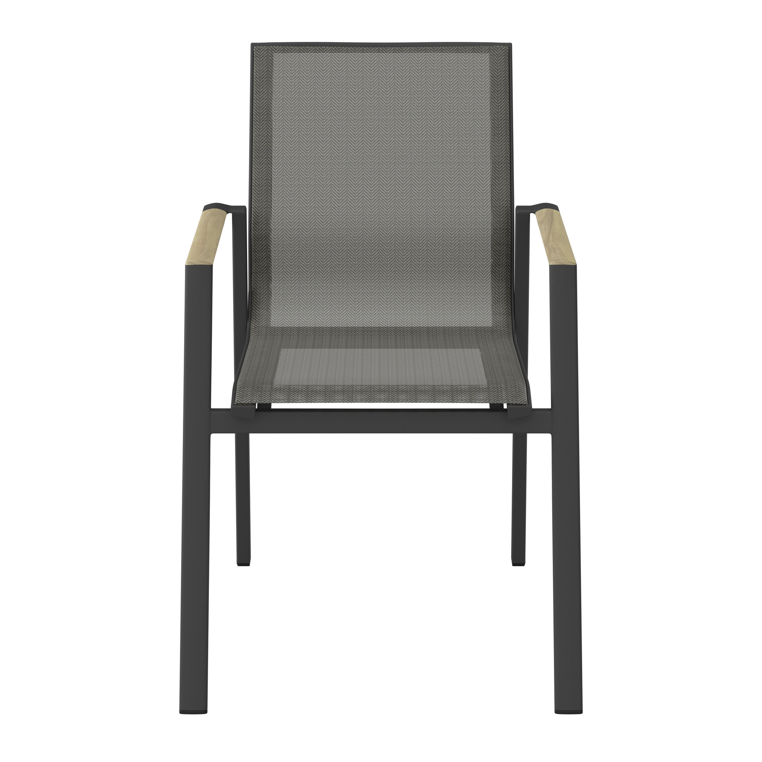 STAPELSESSEL Teakholz Aluminium Anthrazit  - Anthrazit/Teakfarben, Design, Holz/Textil (57,5/88/67cm) - Amatio