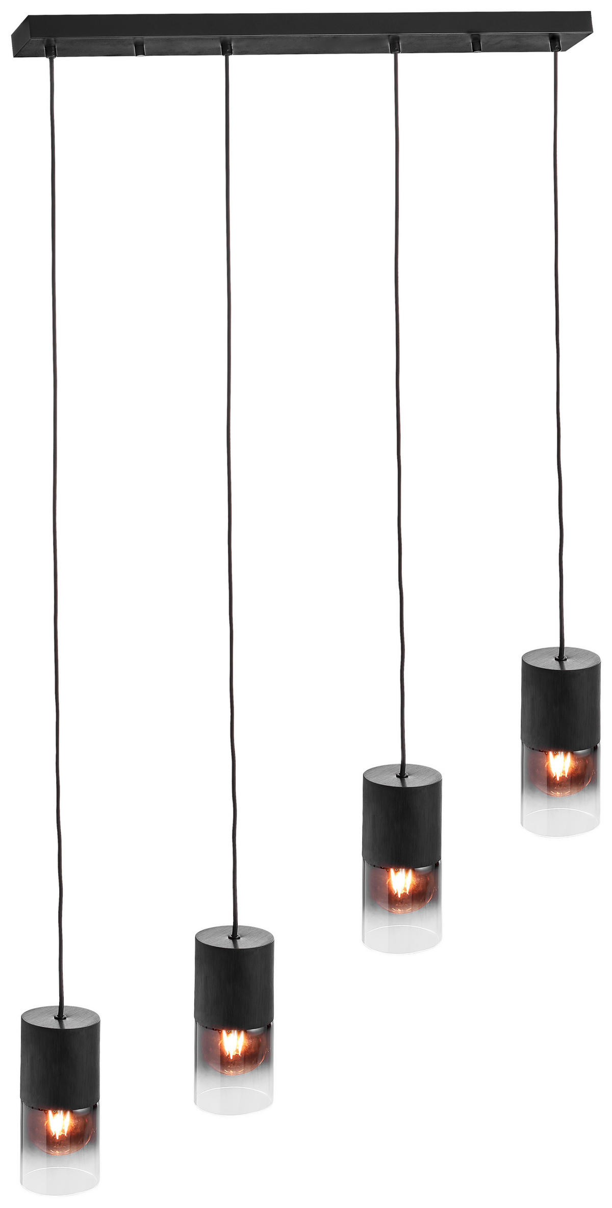 HÄNGELEUCHTE 80,5/10/23-150 cm  - Schwarz, Design, Glas/Metall (80,5/10/23-150cm)