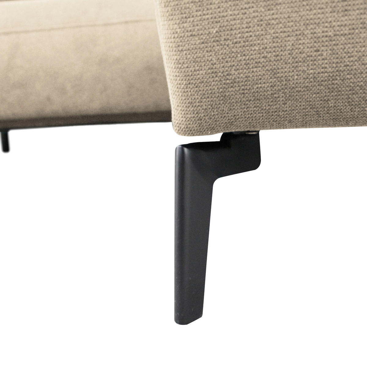 ECKSOFA Beige Flachgewebe  - Beige/Schwarz, Design, Textil/Metall (240/163cm) - MID.YOU