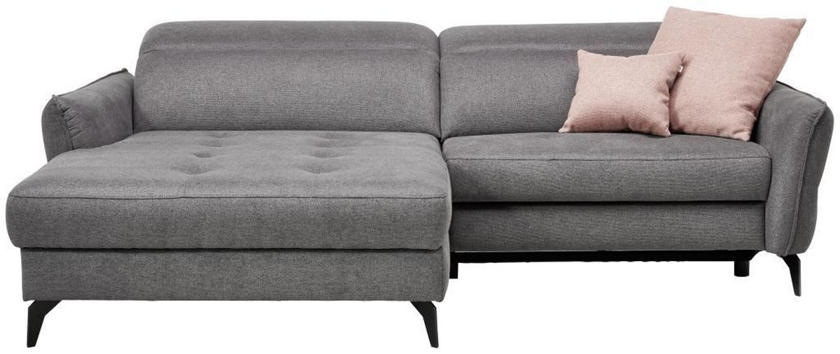 Ecksofa inkl. Funktionen MANTA Anthrazit Flachgewebe  - Anthrazit/Schwarz, Design, Textil/Metall (175/246cm) - Celina