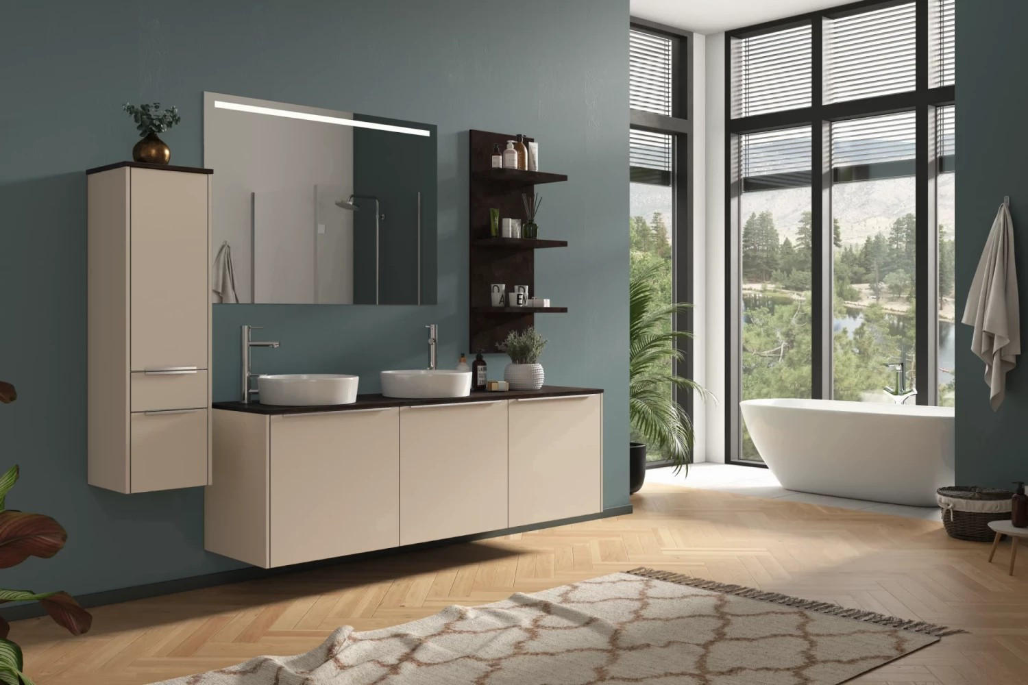 Badmöbel-set 5-tlg. Las Vegas B: Ca. 230 Cm Sandfarben/braun