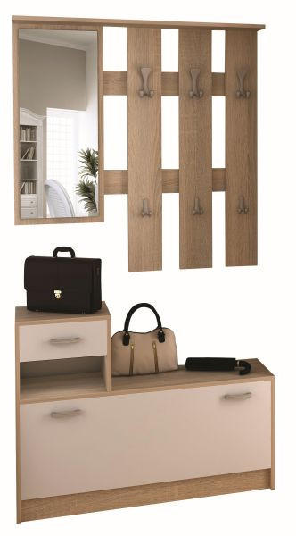 ŠATNA, 100/189/27,5 cm - bílá/Sonoma dub, Design, kov/kompozitní dřevo (100/189/27,5cm) - Boxxx