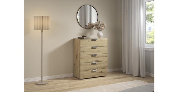 KOMMODE  in 80/100/43 cm  - Chromfarben/Eiche Artisan, Design, Holzwerkstoff/Metall (80/100/43cm) - Carryhome