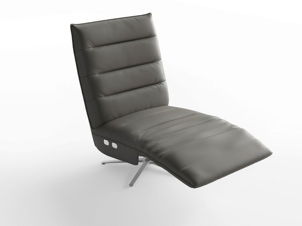 RELAXSESSEL EVE E Echtleder Kopfteilverstellung, Rücken echt    - Anthrazit/Silberfarben, Basics, Leder/Metall (80/109/98cm) - Sit & More