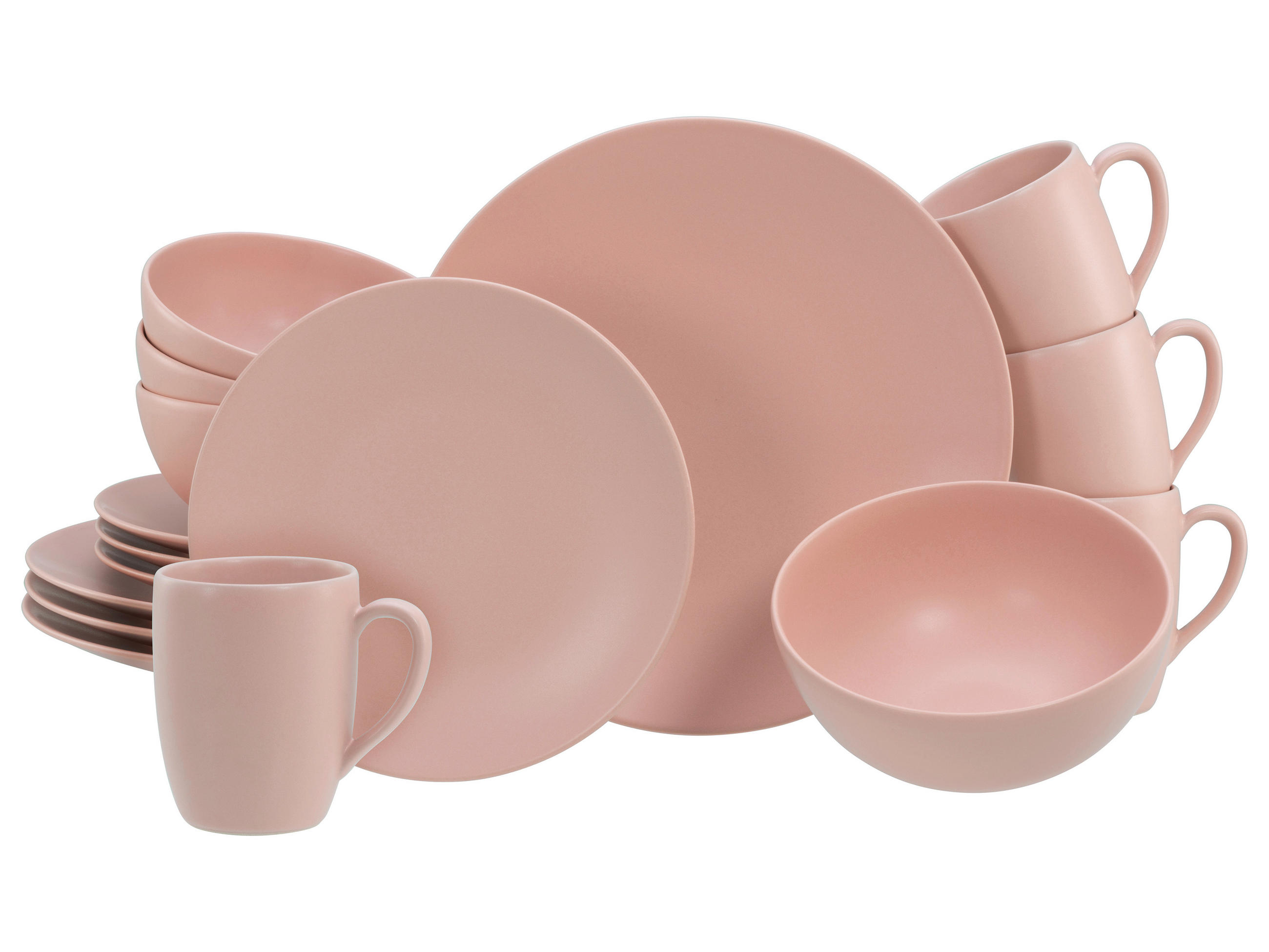 KOMPLETT SERVIS Soft Touch Peach 16 delar  - rosa, Basics, keramik - Creatable