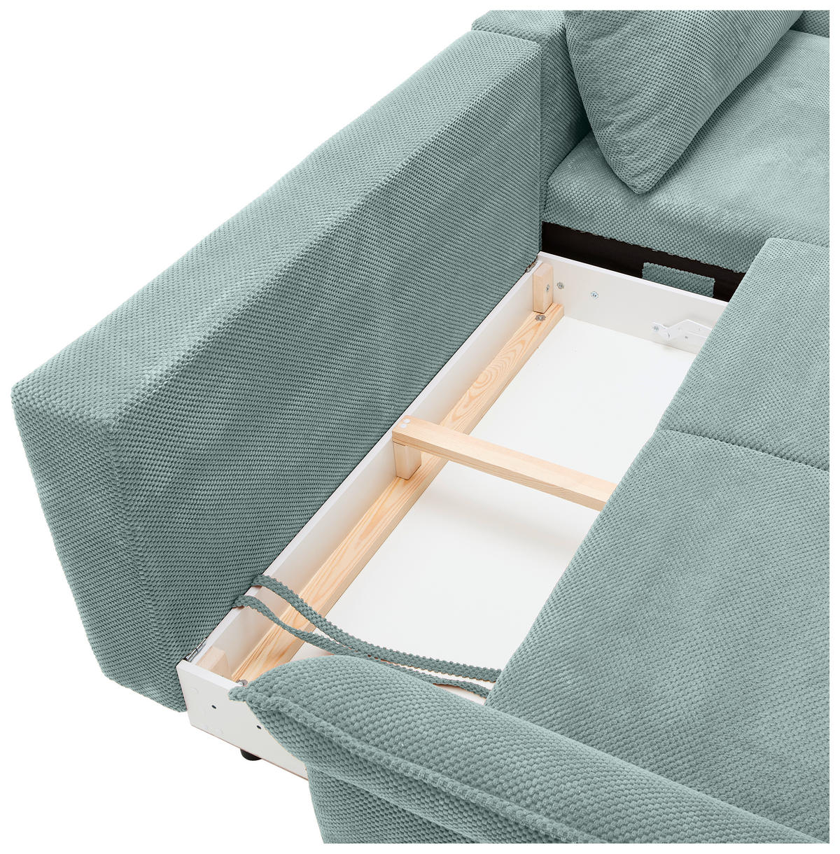 ECKSOFA in Chenille Mintgrün  - Schwarz/Mintgrün, Konventionell, Textil/Metall (255/164cm) - Carryhome