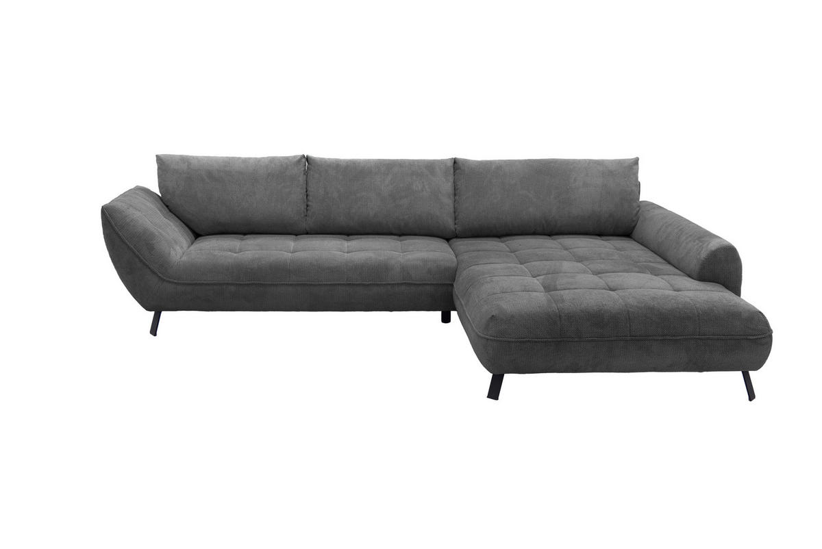 ECKSOFA BIARRITZ Anthrazit Struktur  - Anthrazit/Silberfarben, Design, Textil/Metall (324/205cm) - Livetastic