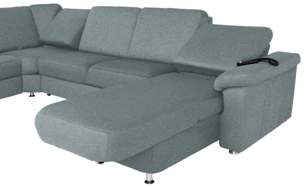 WOHNLANDSCHAFT in Flachgewebe Salbeigrün  - Chromfarben/Salbeigrün, Konventionell, Textil/Metall (240/330/163cm) - Beldomo System