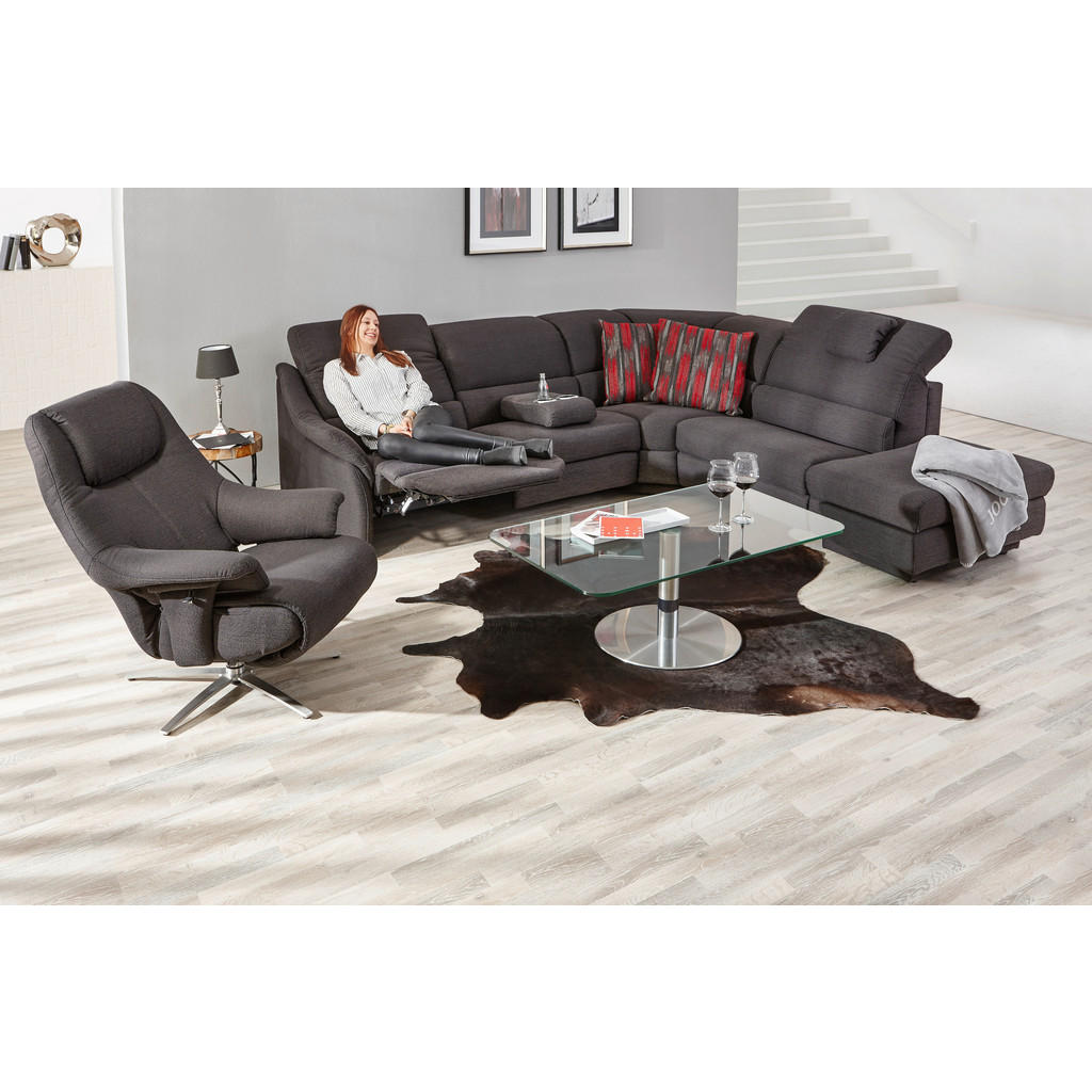 Thumbnail - Himolla Komfortklass Ecksofa, Graphit, Textil, 3-Sitzer, Ottomane rechts, Eckteil, L-Form, 288x271 cm, Made in Germany, ...