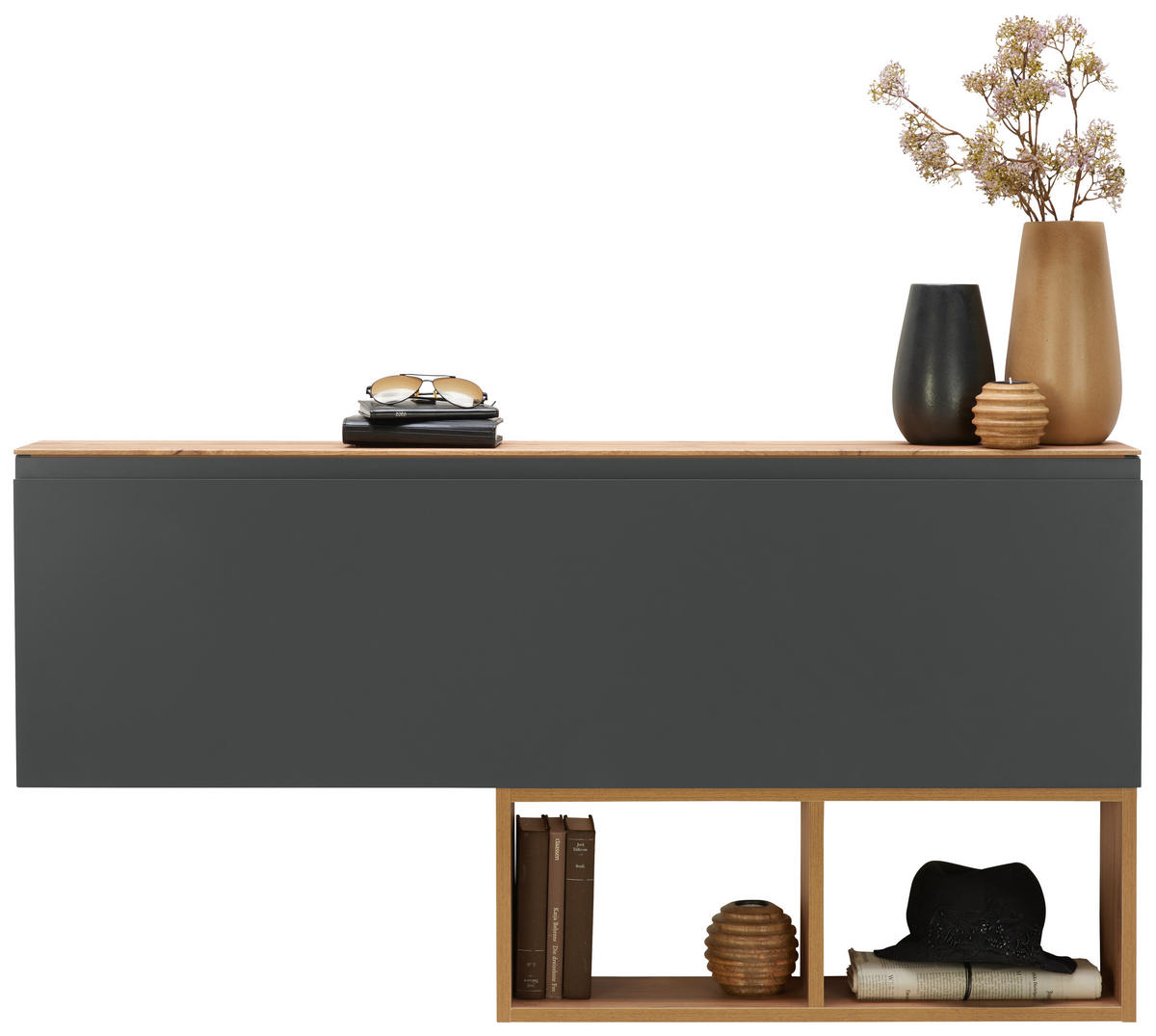SCHUHKIPPER  in 136/41/22 cm  - Eichefarben/Anthrazit, Design, Holzwerkstoff (136/41/22cm) - Moderano