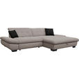 ECKSOFA in Mikrofaser Hellgrau  - Hellgrau/Schwarz, Design, Textil/Metall (290/198cm) - Xora