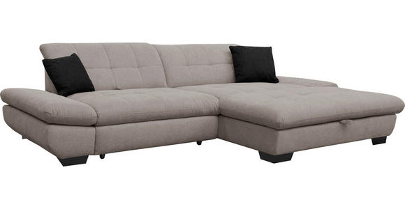 ECKSOFA in Mikrofaser Hellgrau  - Hellgrau/Schwarz, Design, Textil/Metall (290/198cm) - Xora