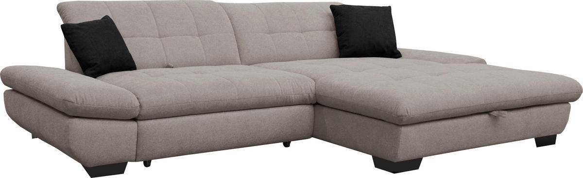 ECKSOFA in Mikrofaser Hellgrau  - Hellgrau/Schwarz, Design, Textil/Metall (290/198cm) - Xora