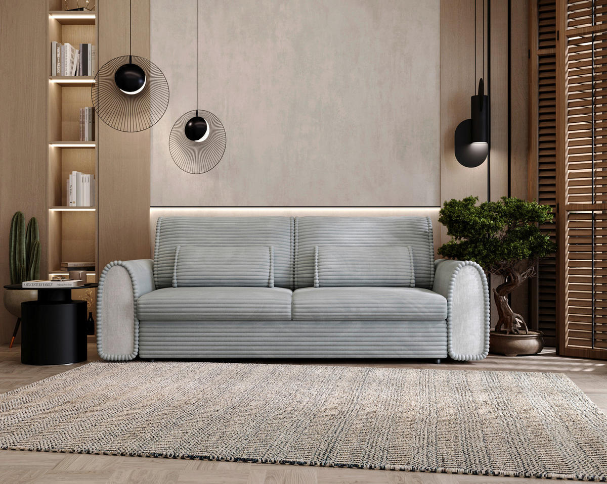 SCHLAFSOFA in Cord, Feincord Hellgrau  - Hellgrau/Schwarz, Konventionell, Kunststoff/Textil (240/83/116cm) - Carryhome