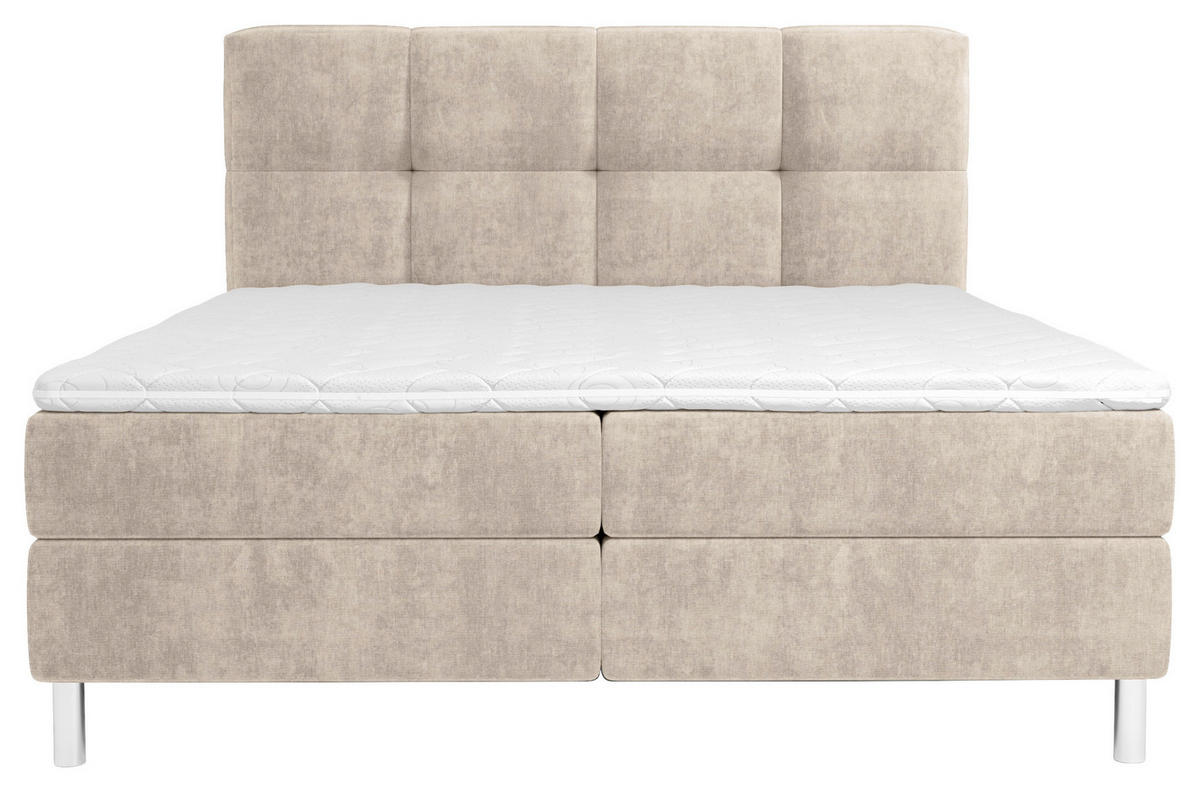 BOXBETT 180/200 cm  in Beige  - Chromfarben/Beige, Design, Holz/Holzwerkstoff (180/200cm) - Esposa