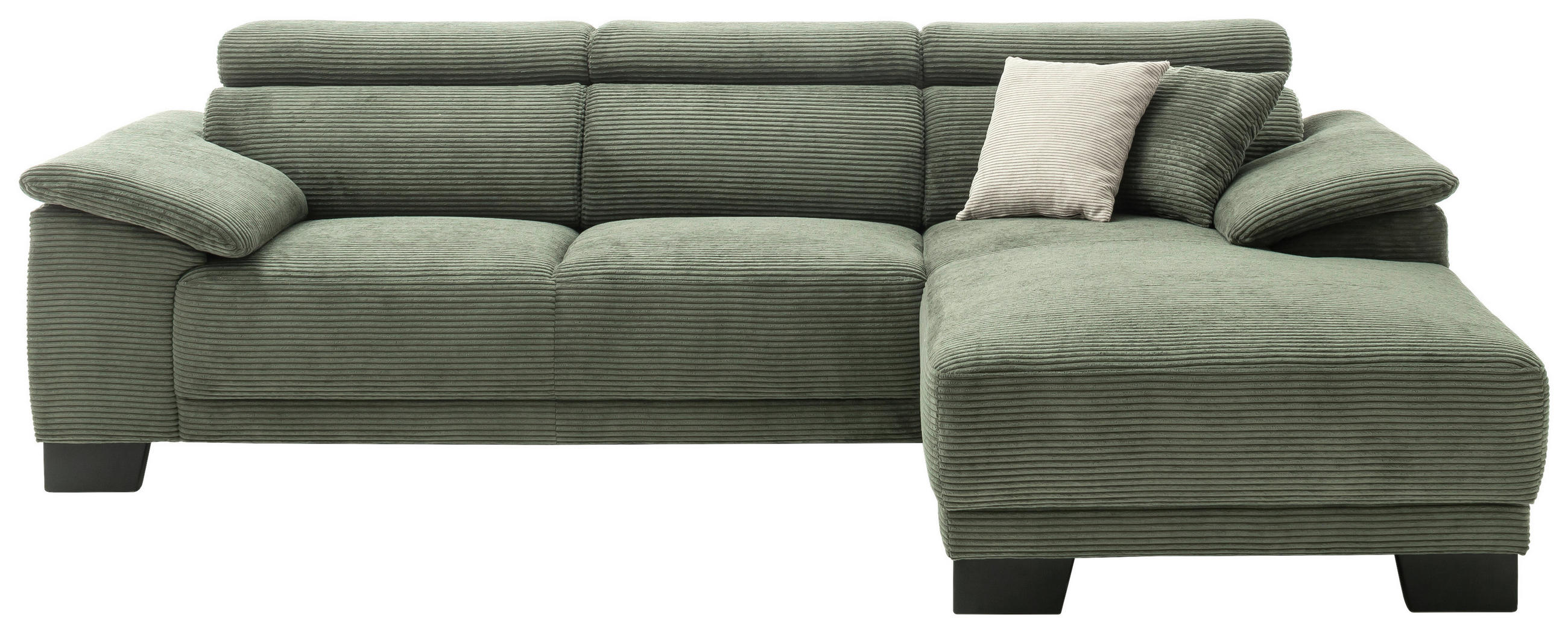 ECKSOFA in Cord Grün  270/174 cm  - Schwarz/Grün, Design, Holz/Textil (270/174cm) - Pure Home Lifestyle
