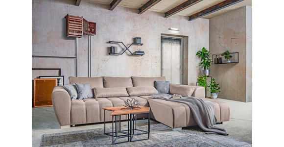 ECKSOFA  in Webstoff Beige  304/218 cm  - Beige/Silberfarben, MODERN, Kunststoff/Textil (304/218cm) - Carryhome