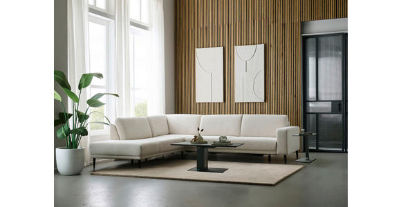 ECKSOFA Dieter Knoll Beige Chenille  - Beige/Schwarz, Design, Textil/Metall (254/303cm) - Dieter Knoll