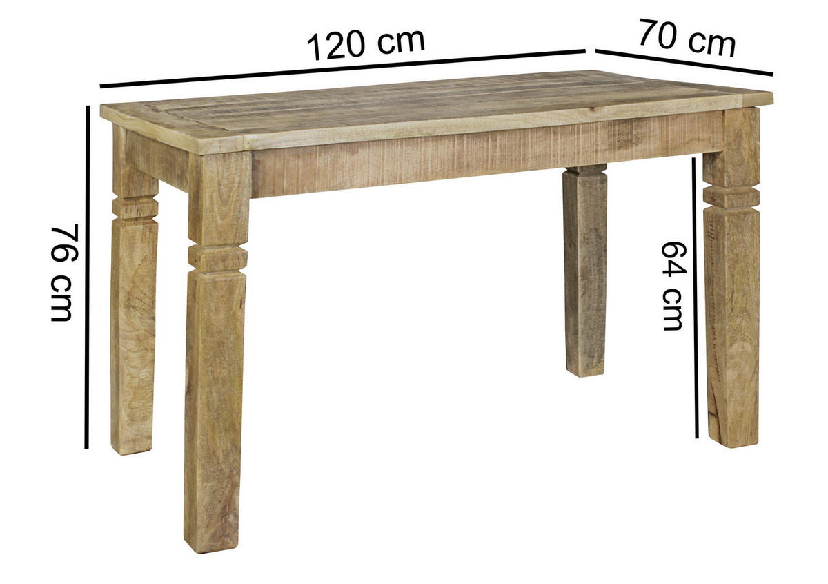 JEDÁLENSKÝ STÔL, mangové drevo, hnedá, 120/70/76 cm - hnedá, Modern, drevo (120/70/76cm) - MID.YOU