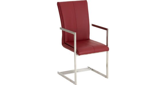 ARMLEHNSTUHL in Edelstahlfarben, Rot - Edelstahlfarben/Rot, Design, Textil/Metall (51/102/53cm) - Dieter Knoll