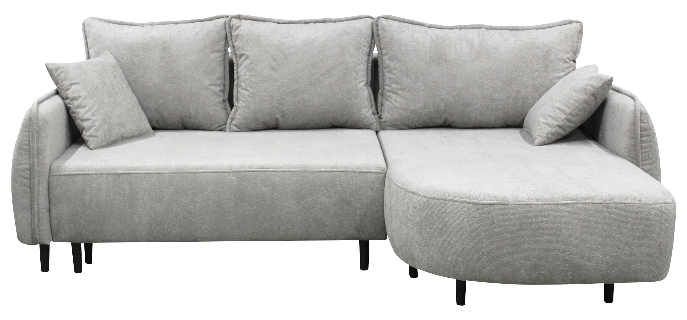 ECKSOFA MURANO Hellgrau Chenille Zierkissen, Rückenkissen, Bettkasten  - Hellgrau/Schwarz, Design, Holz/Textil (242/167cm) - MID.YOU