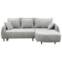 ECKSOFA MURANO Hellgrau Chenille Zierkissen, Rückenkissen, Bettkasten  - Hellgrau/Schwarz, Design, Holz/Textil (242/167cm) - MID.YOU