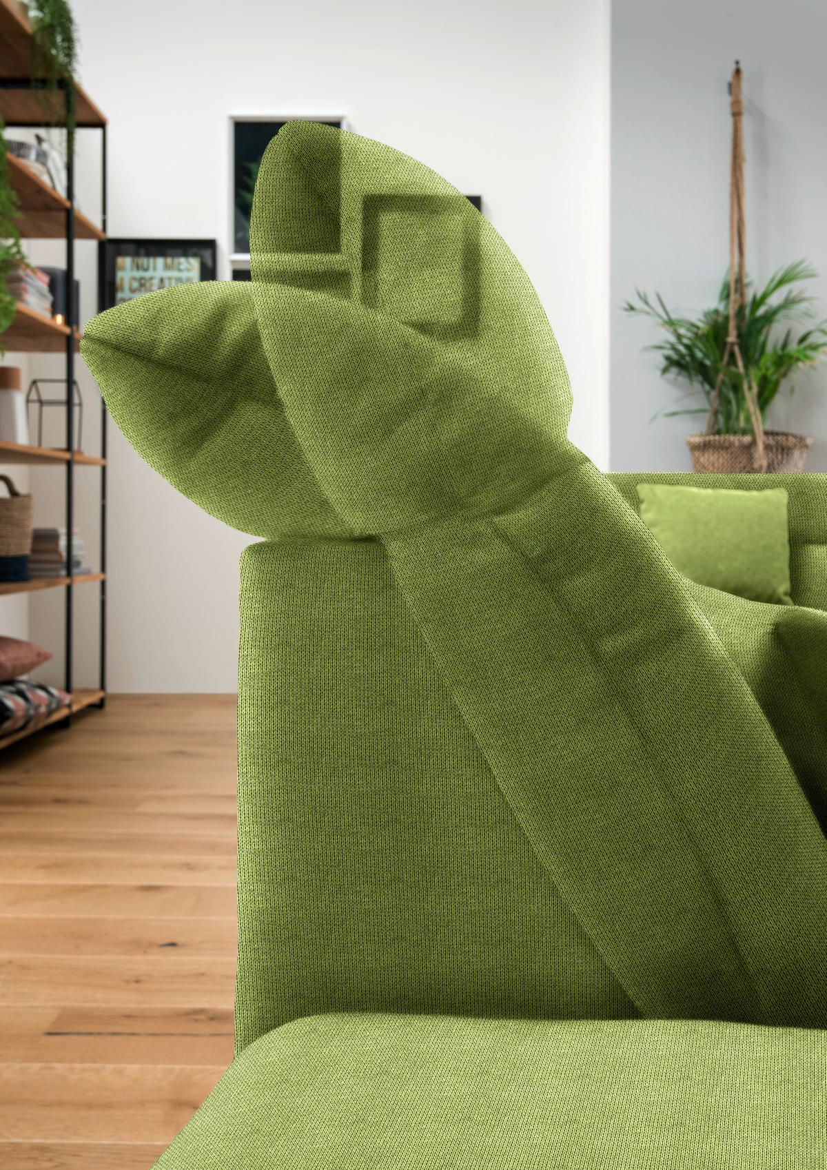 WOHNLANDSCHAFT in Mikrofaser Grün  - Chromfarben/Grün, Design, Kunststoff/Textil (204/350/211cm) - Xora