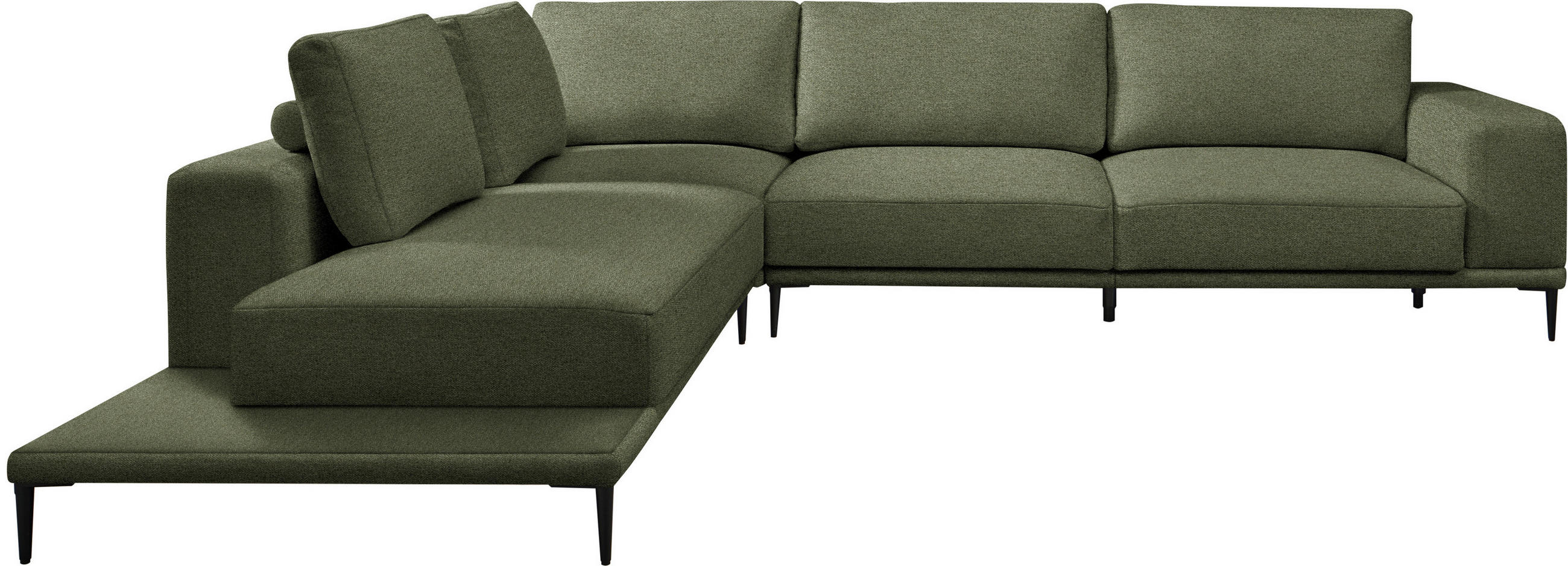 ECKSOFA  in Leinwand Grün  271/318 cm  - Schwarz/Grün, Design, Textil/Metall (271/318cm) - Belluti