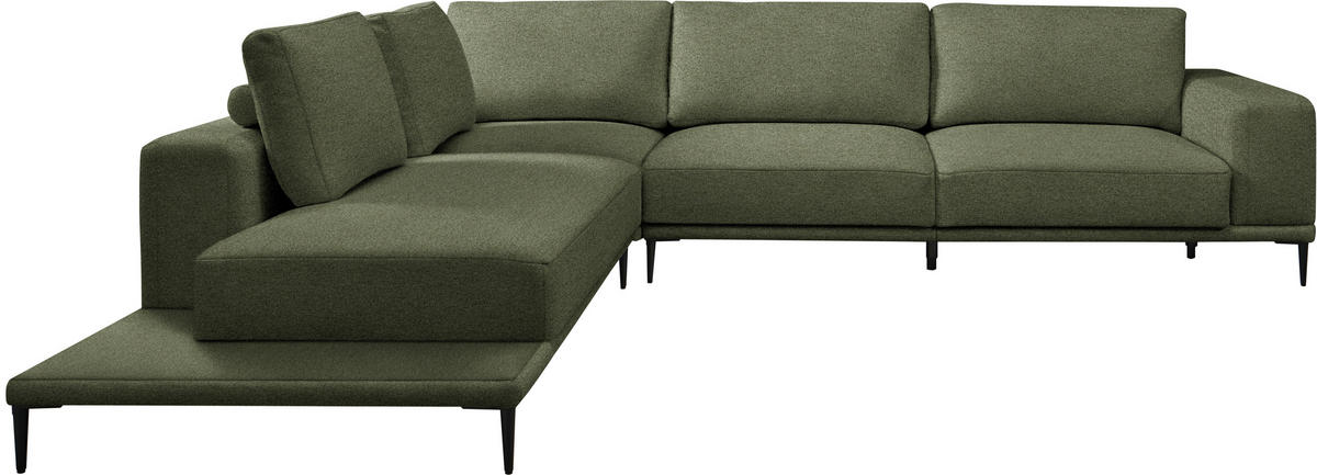 ECKSOFA  in Leinwand Grün  271/318 cm  - Schwarz/Grün, Design, Textil/Metall (271/318cm) - Belluti