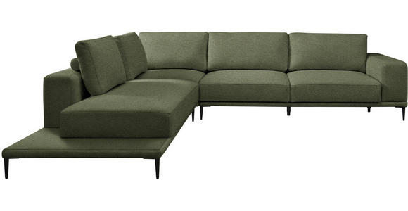 ECKSOFA  in Leinwand Grün  271/318 cm  - Schwarz/Grün, Design, Textil/Metall (271/318cm) - Belluti