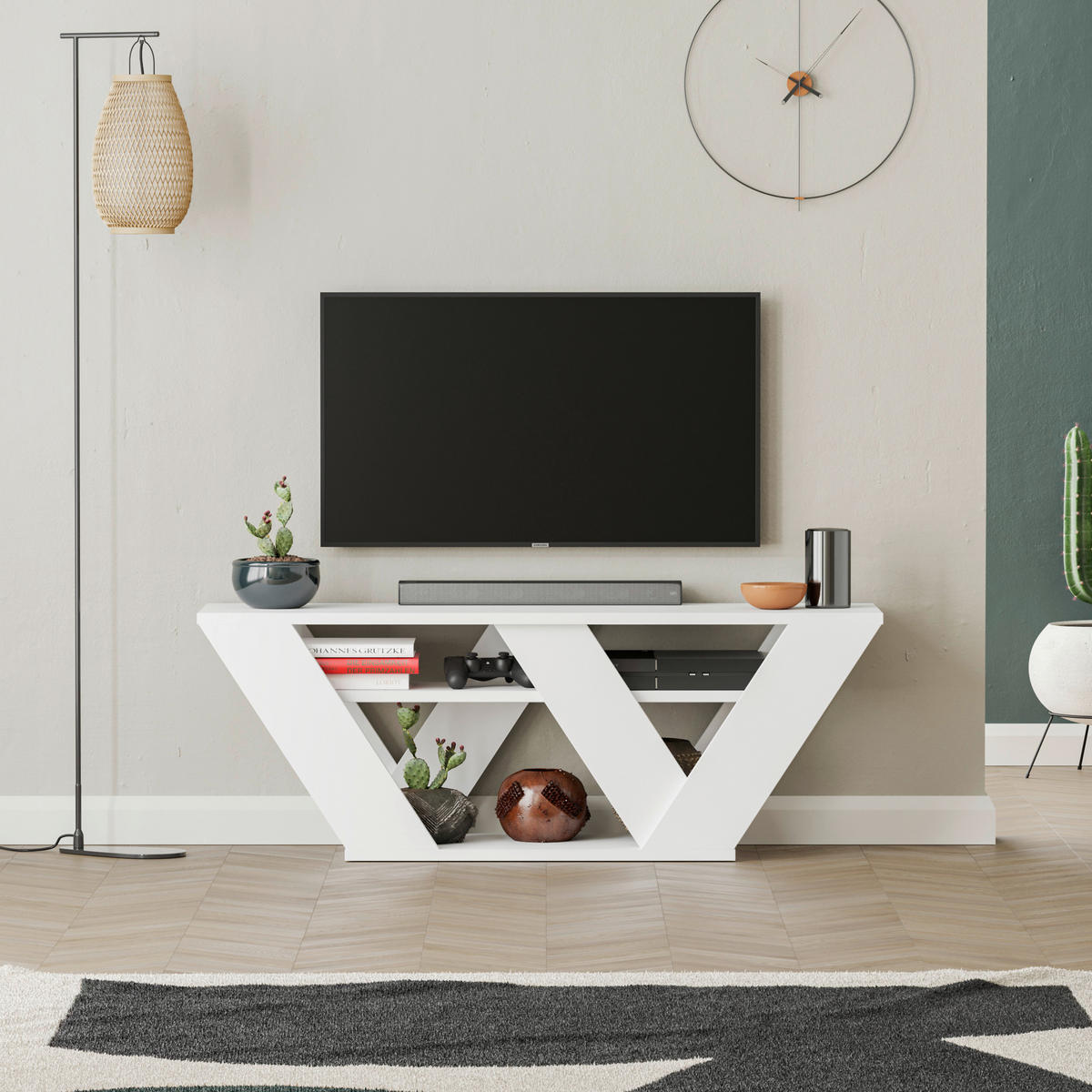 LOWBOARD  in 110/30/40 cm  - Weiss, Design, Holzwerkstoff (110/30/40cm) - Livetastic
