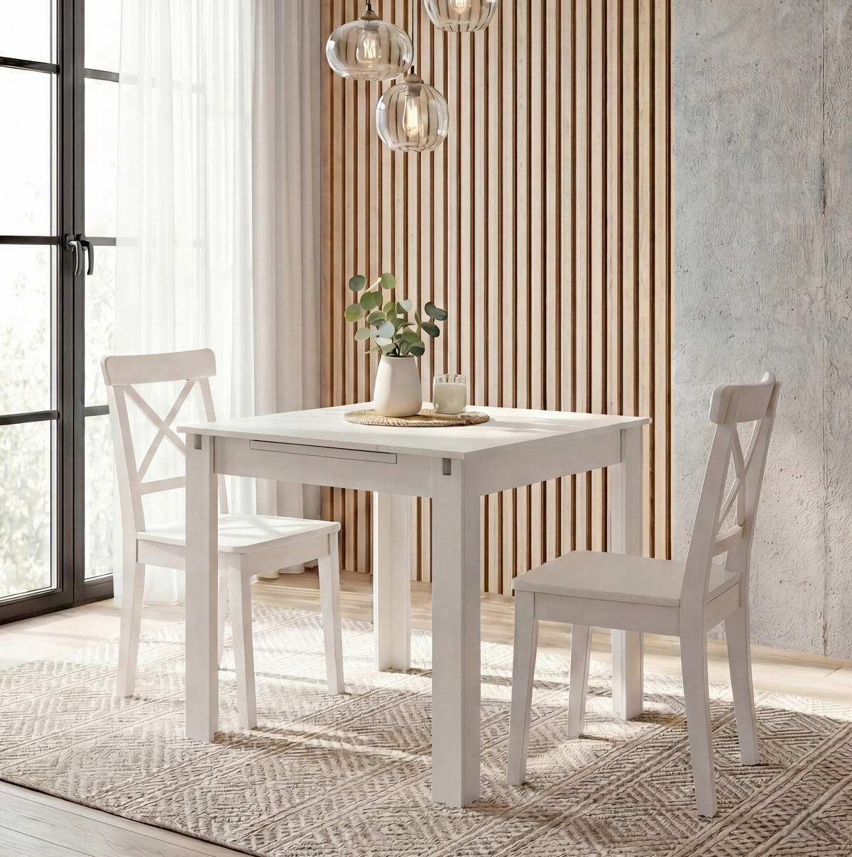 ESSTISCH Nachbildung  Holzwerkstoff ausziehbar rechteckig Weiß  - Weiß, MODERN, Holzwerkstoff (80/75/80cm) - MID.YOU
